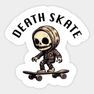 Skeleton Skateboarder - Death Skate (Black Lettering) Sticker